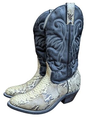 Vintage Silver Rebel Genuine Snakeskin Cowboy Boots | Cowgirl Rodeo | Size 6.5